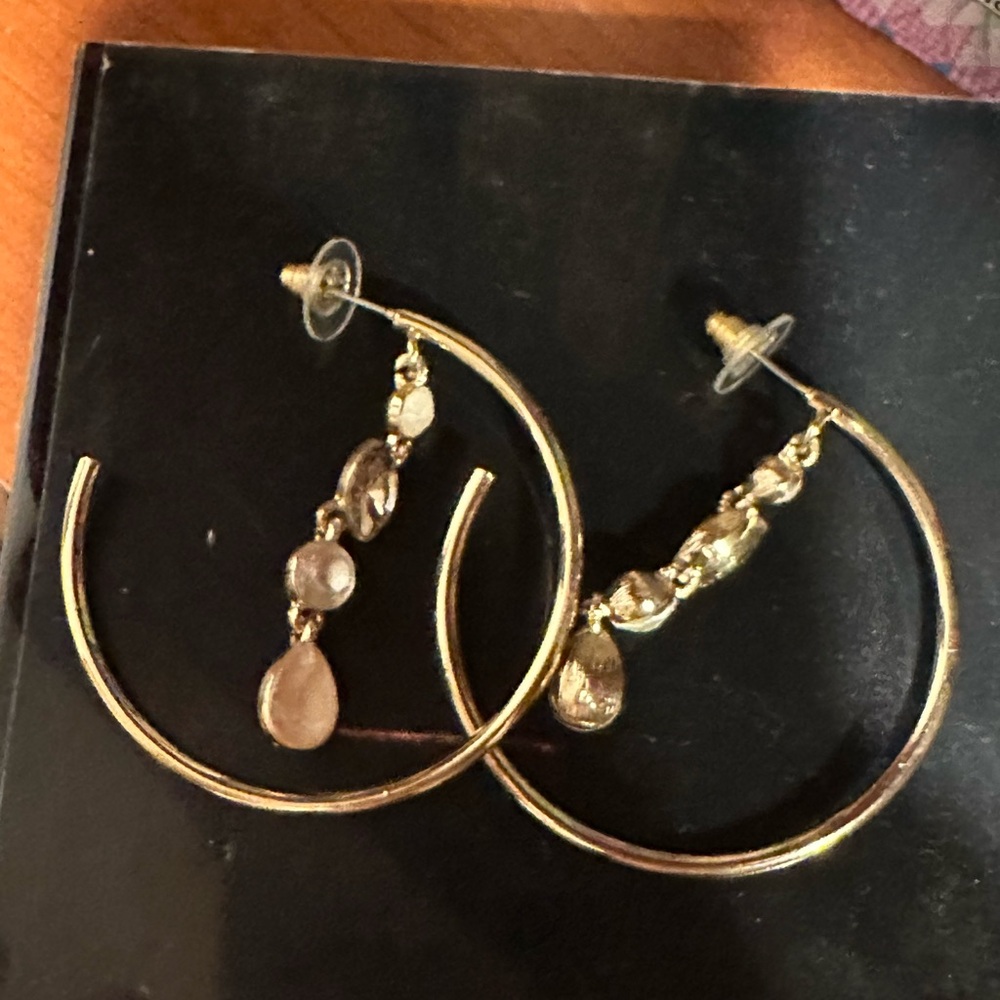 Elegant Gold Hoop Earrings with Dangle Charms